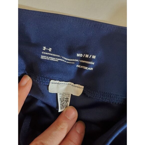 Women's Under Armour Blue & Pink Compression Heatgear Leggings Size M Ankle Zip - Picture 9 of 13